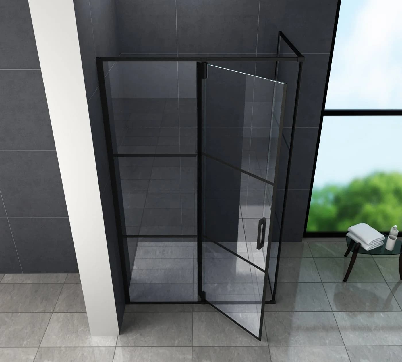 Home Systeme Eckdusche KAPA ESG Glas 120x90 cm Schwarz - Bild 3