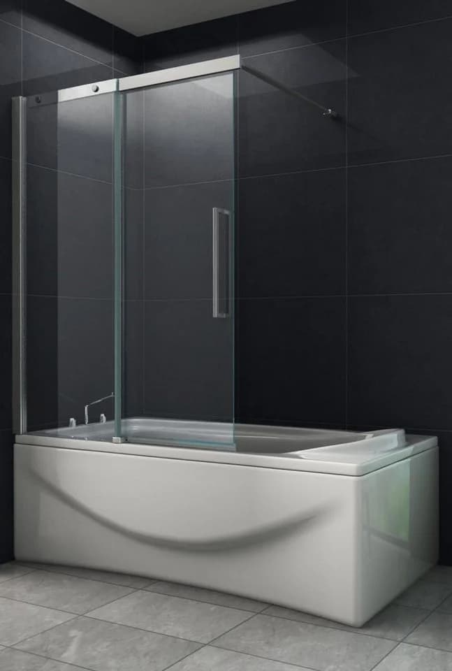 Home Systeme Badewannenaufsatz Schiebetür Duschwand Glas rahmenlos