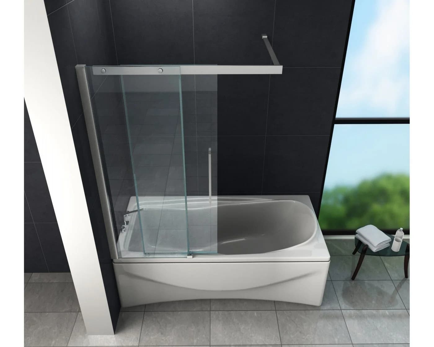 Home Systeme Badewannenaufsatz Schiebetür Duschwand Glas rahmenlos - Bild 3