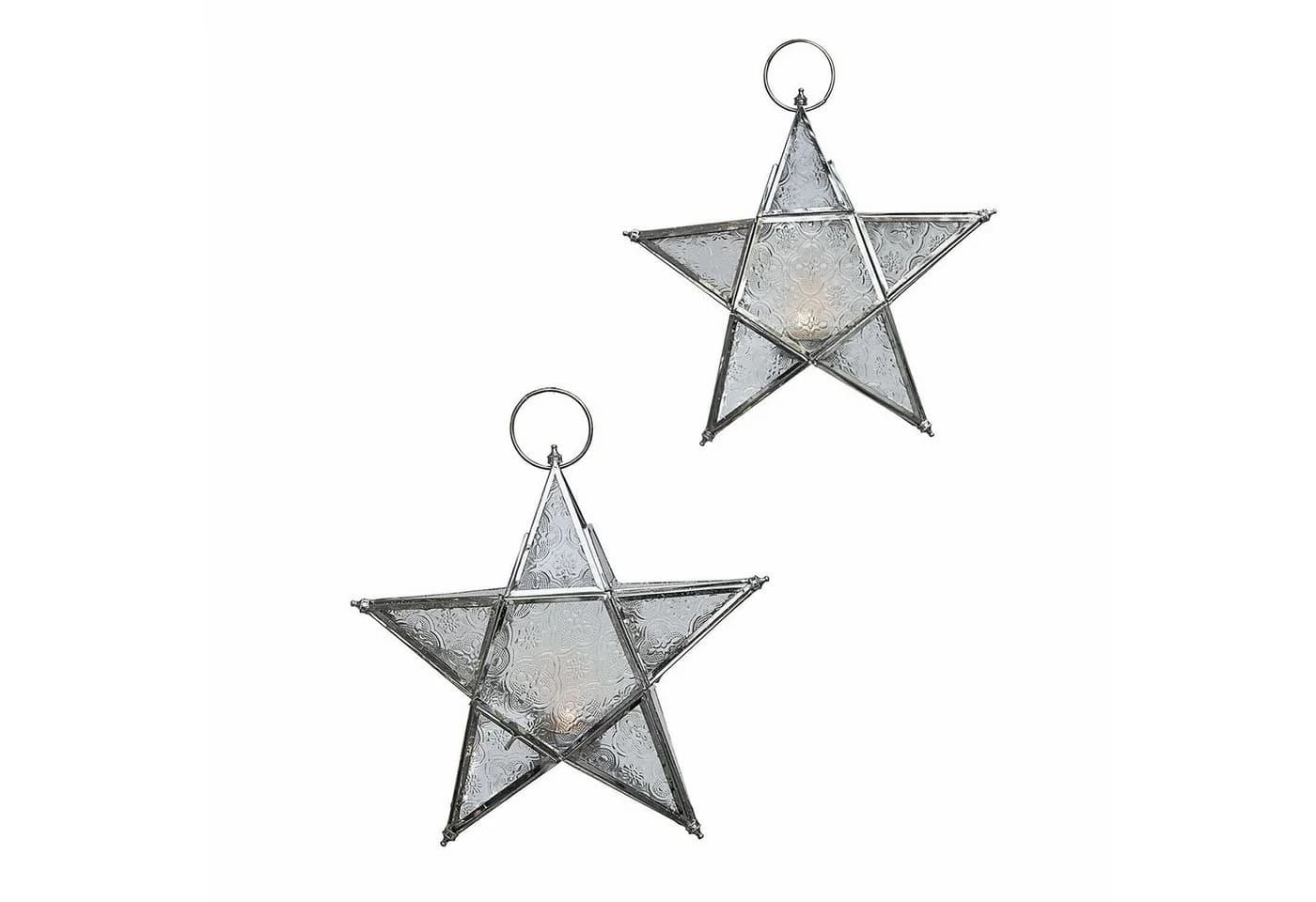 Mirabeau Weihnachtsfigur Windlicht 2er Set Kian klar/silber