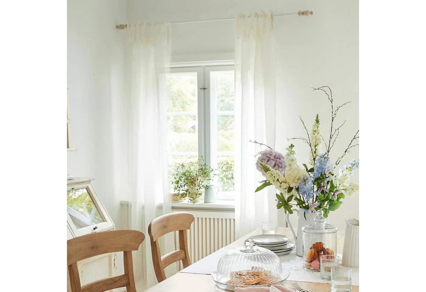 Mirabeau Vorhang Gardine Bisbee Creme 100% Leinen Bindebändchen Modern - Bild 3