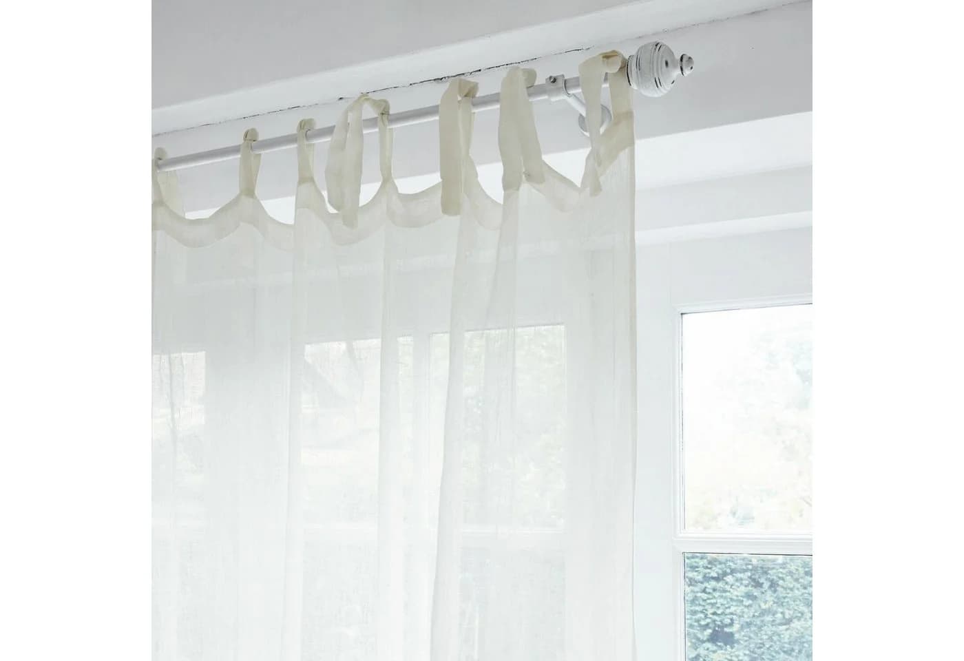Mirabeau Vorhang Gardine Bisbee Creme 100% Leinen Bindebändchen Modern - Bild 5