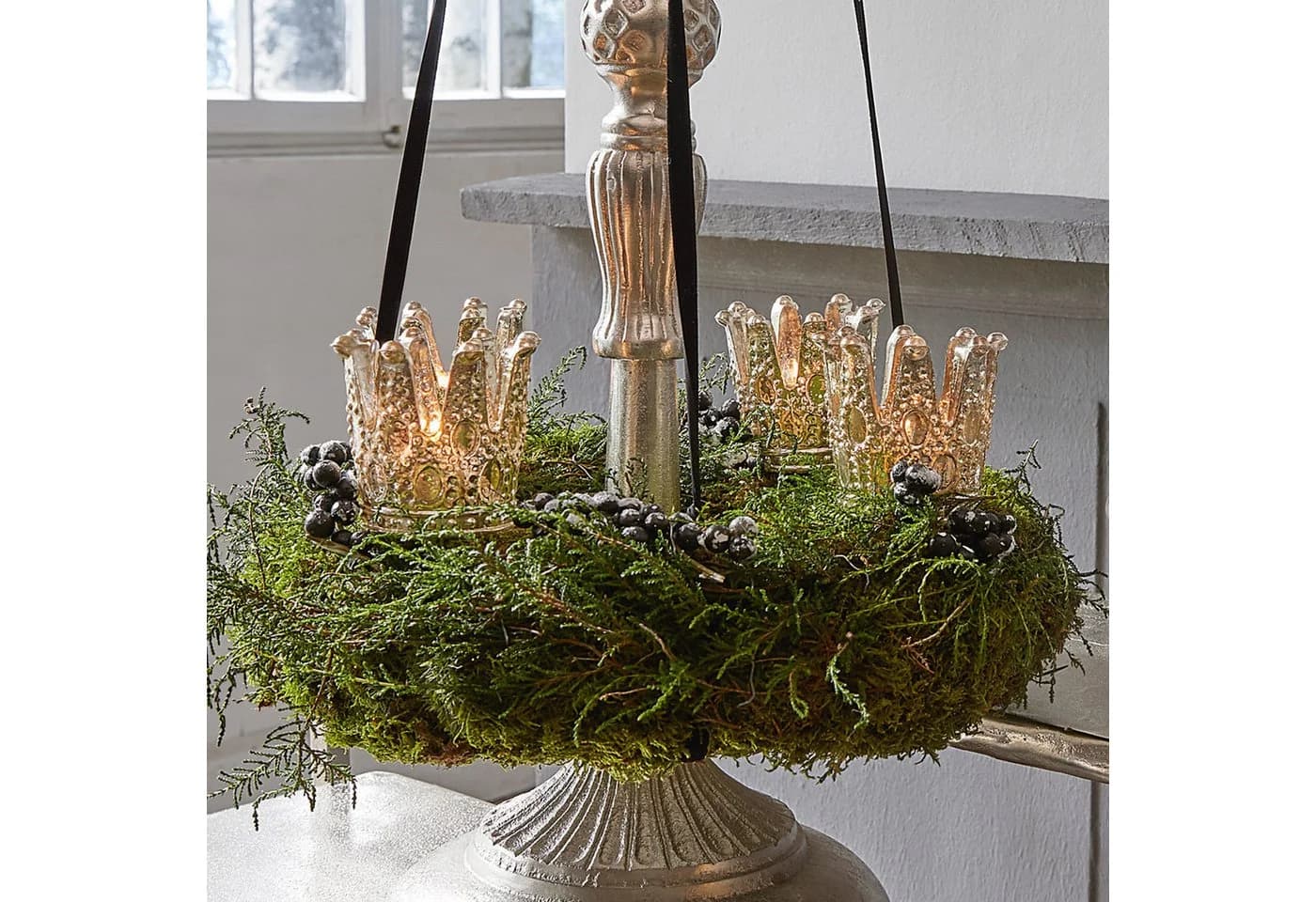 Mirabeau Adventskranz Steckwindlicht 4er Set Melina Antiksilber