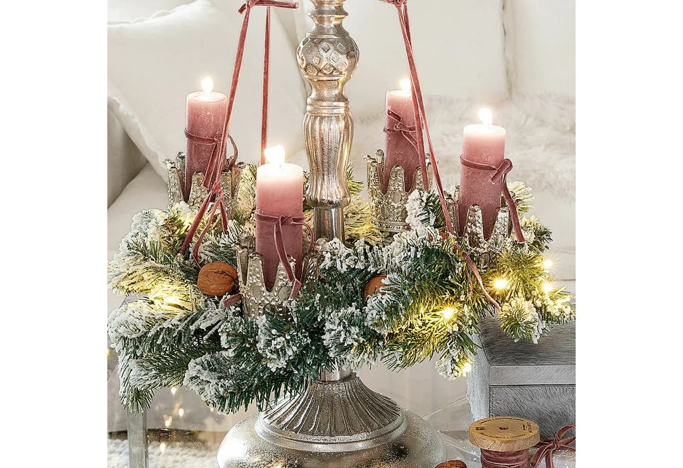 Mirabeau Adventskranz Steckwindlicht 4er Set Melina Antiksilber - Bild 3