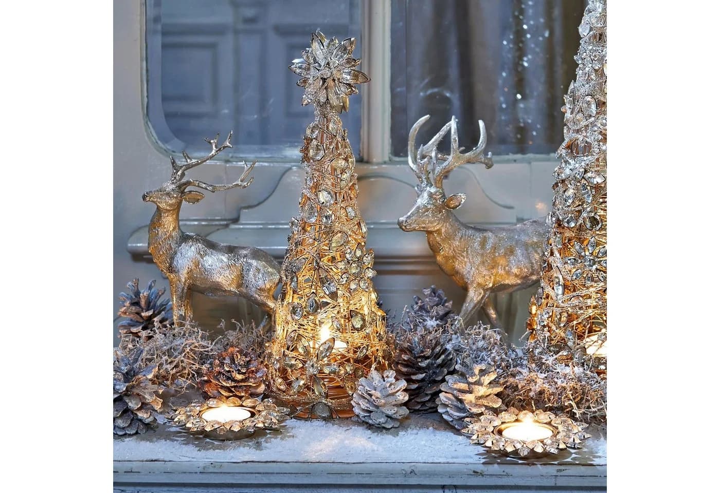 Mirabeau Weihnachtsfigur Hirsche 2er Set Silber - Bild 5