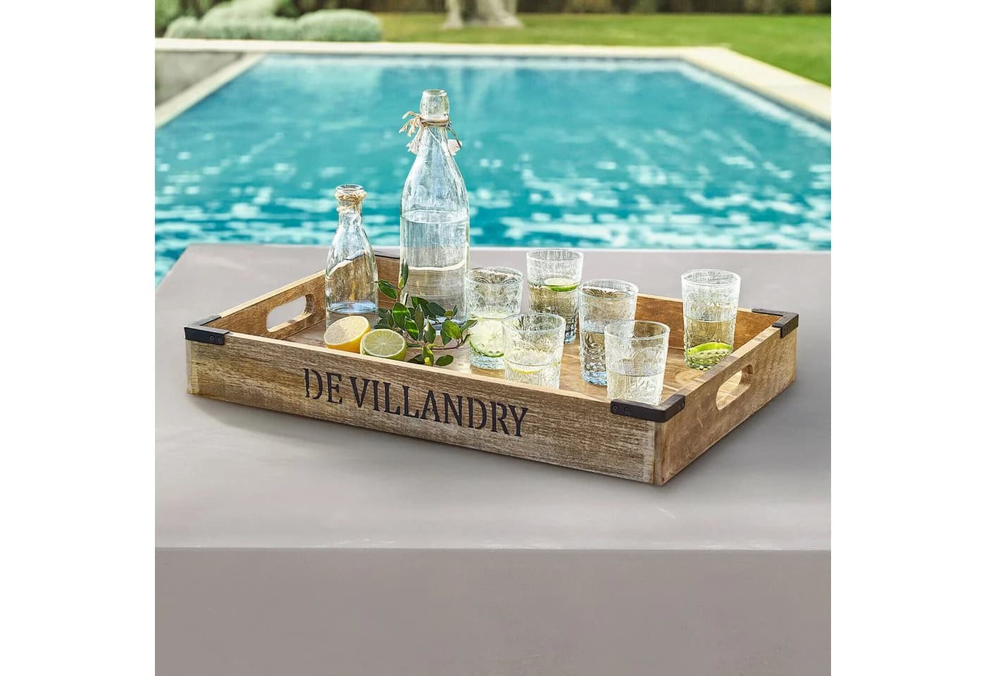 Mirabeau Tablett Villandry Braun Mangoholz Eisen Vintage
