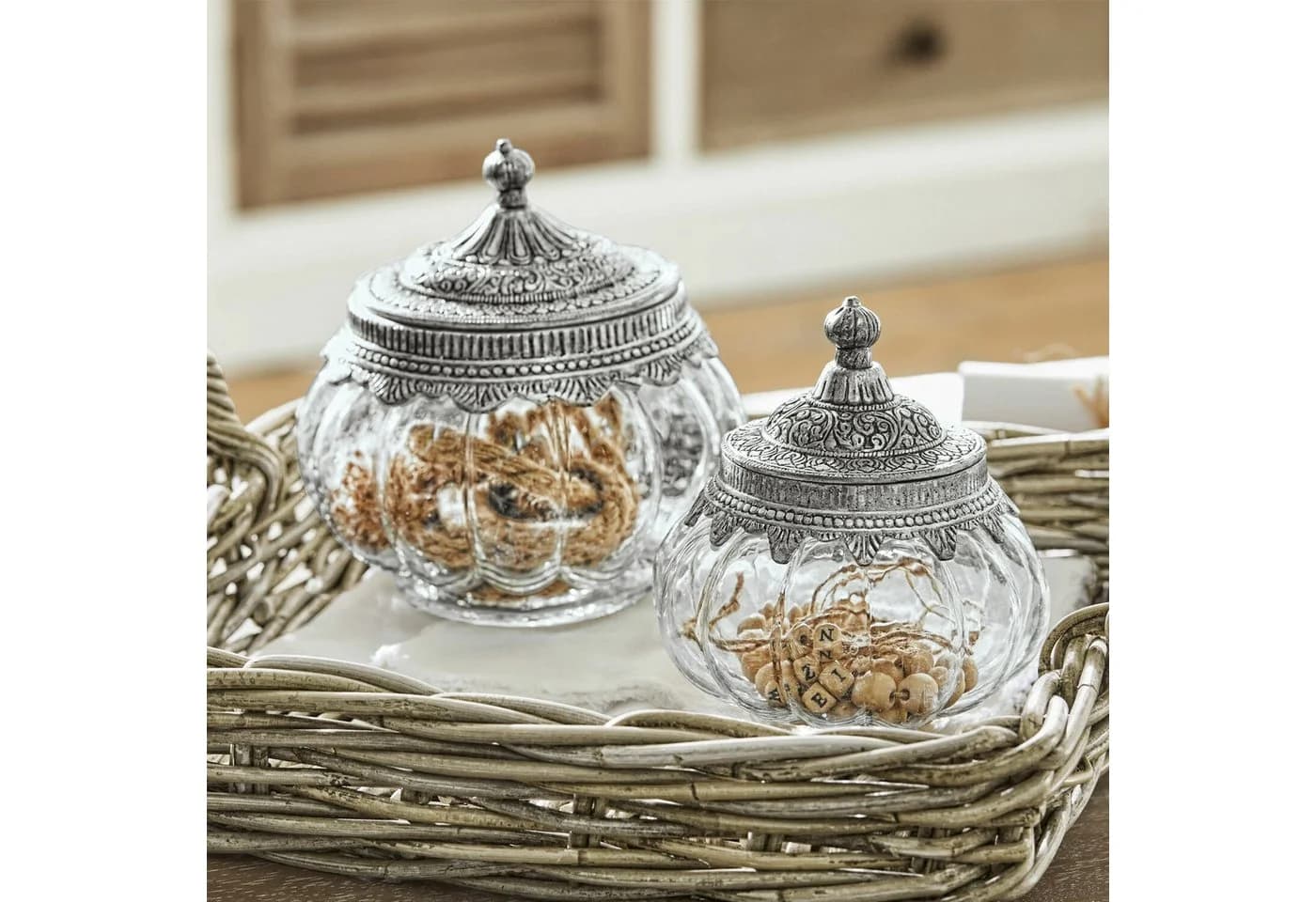 Mirabeau Glasdosen 2er Set Madelon klar/silber mit Eisendeckel