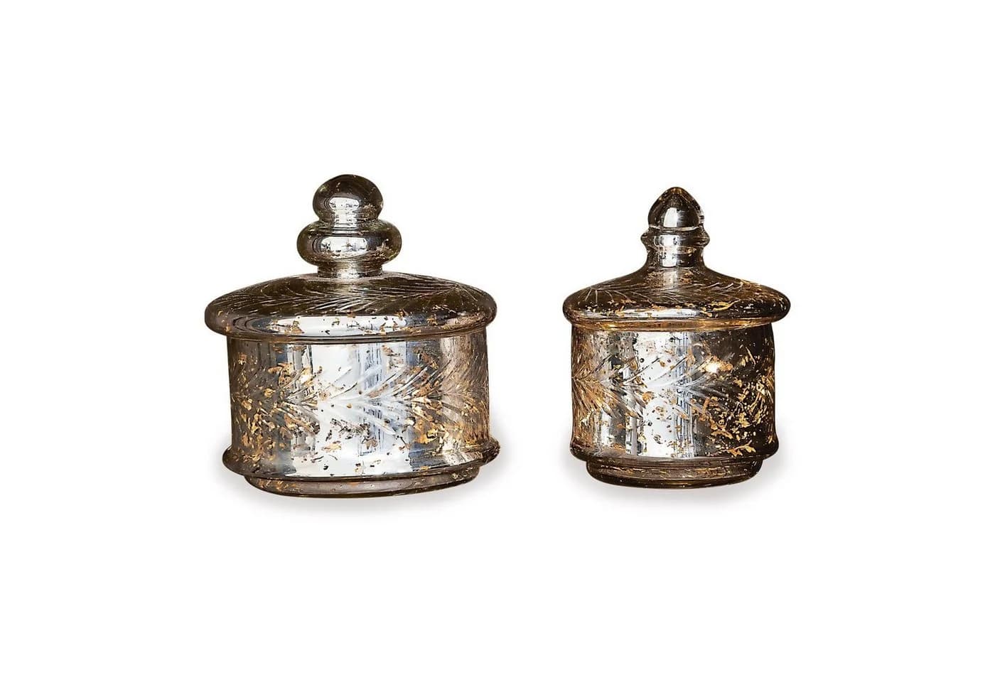 Mirabeau Glasdose 2er Set Elexa antiksilber mit Zwiebelturm-Knöpfen - Bild 2