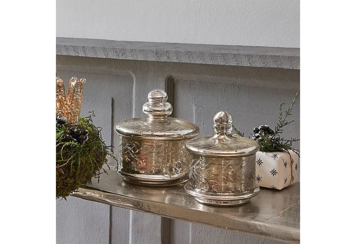 Mirabeau Glasdose 2er Set Elexa antiksilber mit Zwiebelturm-Knöpfen - Bild 3