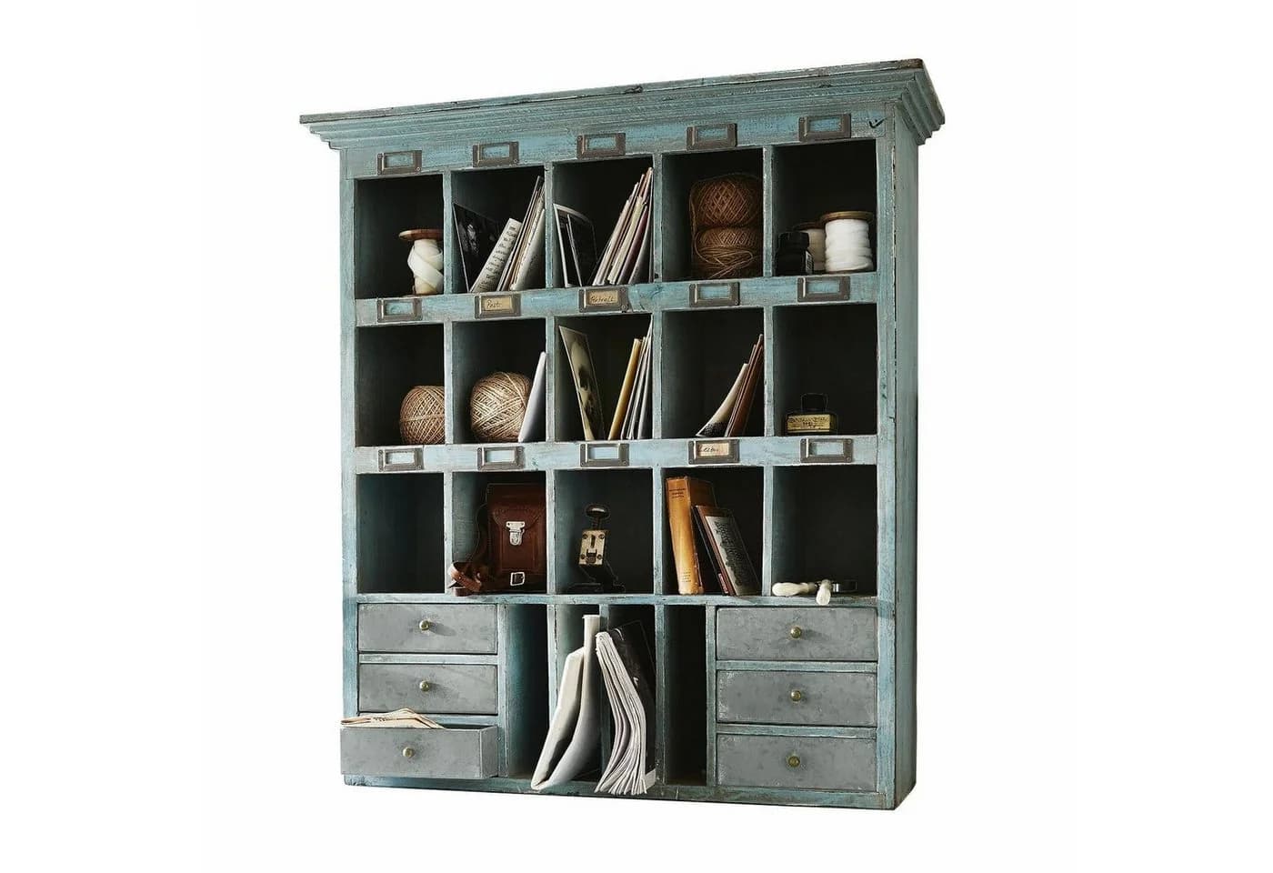 Mirabeau Regal Andover graublau mit 19 Fächern und 6 Schubladen - Bild 2
