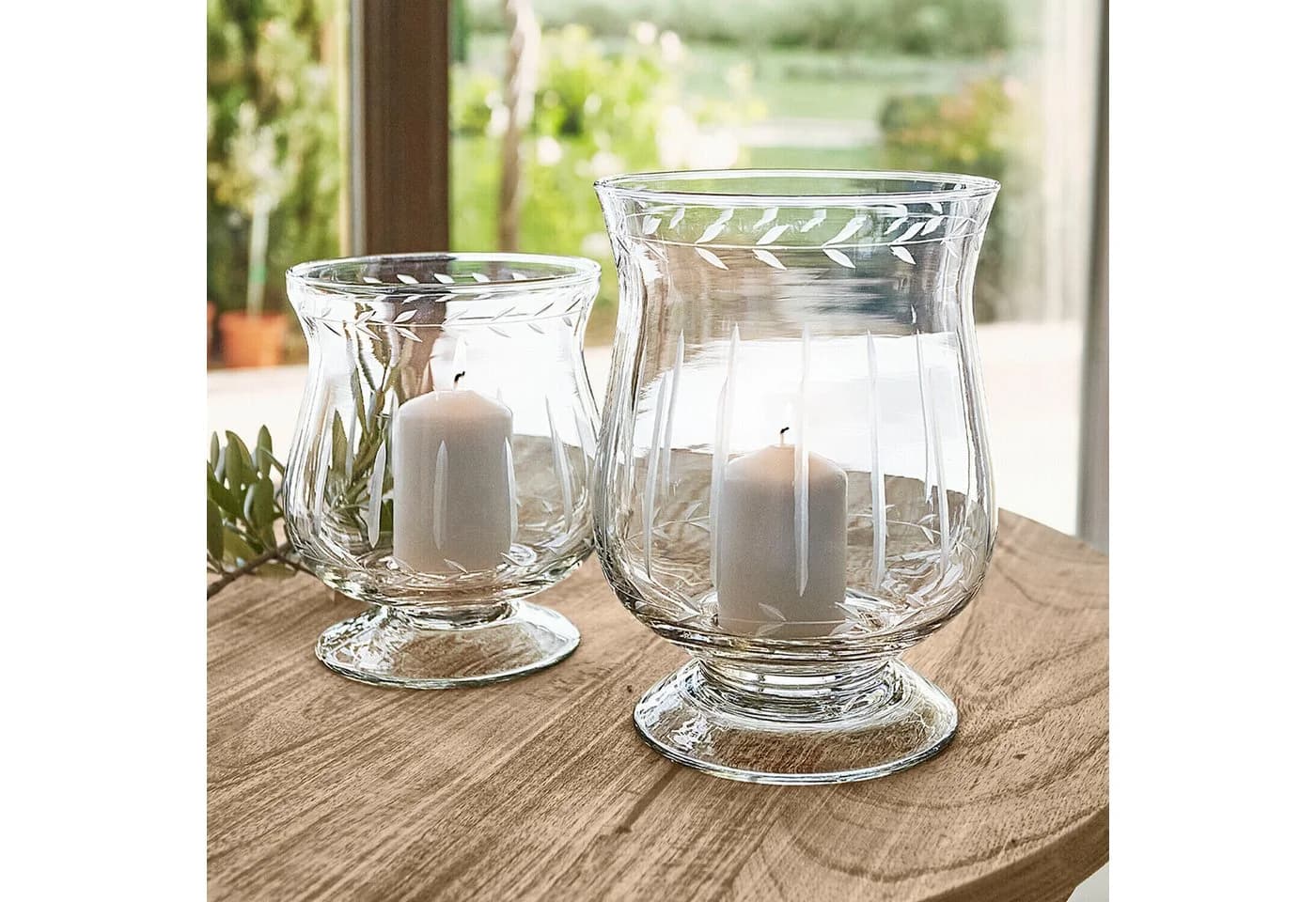 Mirabeau Windlicht 2er Set Moon klar Glas Vintage