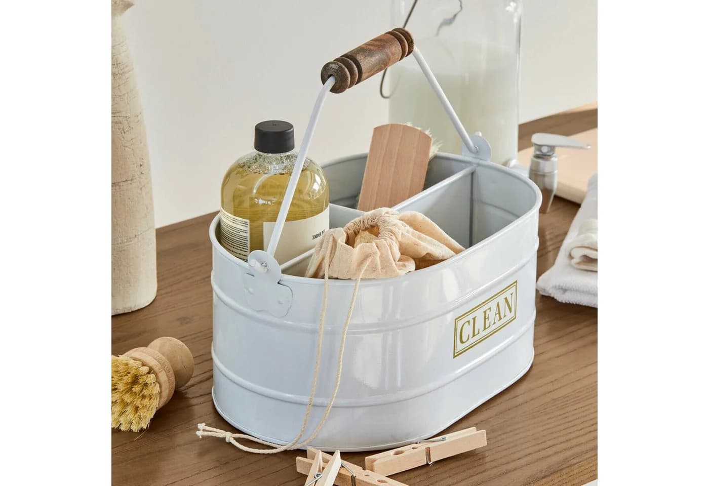 Mirabeau Organizer Eimer Clean weiß Vintage Eisen