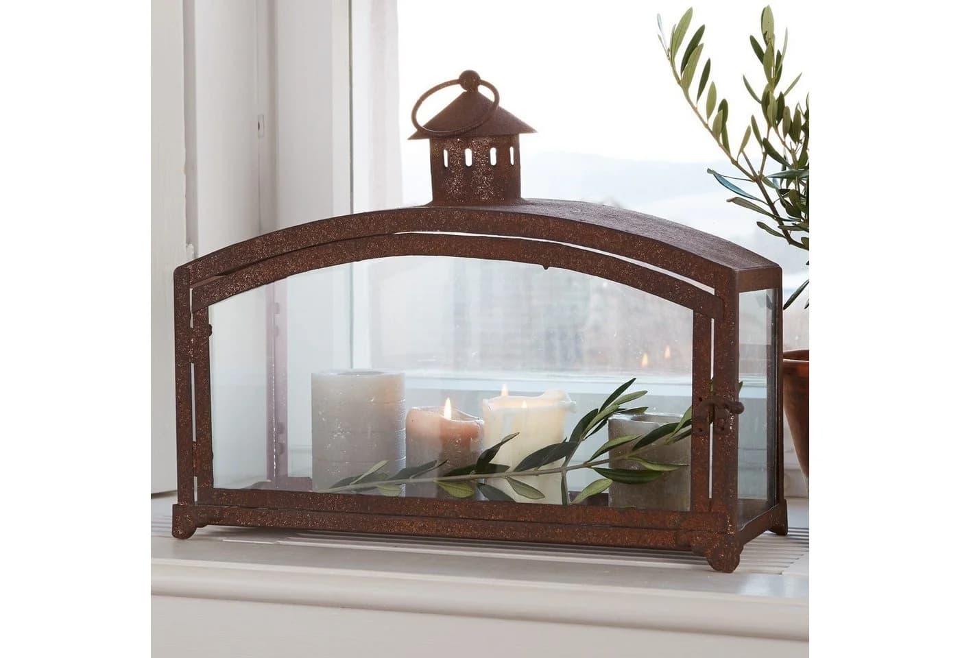 Mirabeau Kerzenlaterne Miora antikbraun Eisen Glas