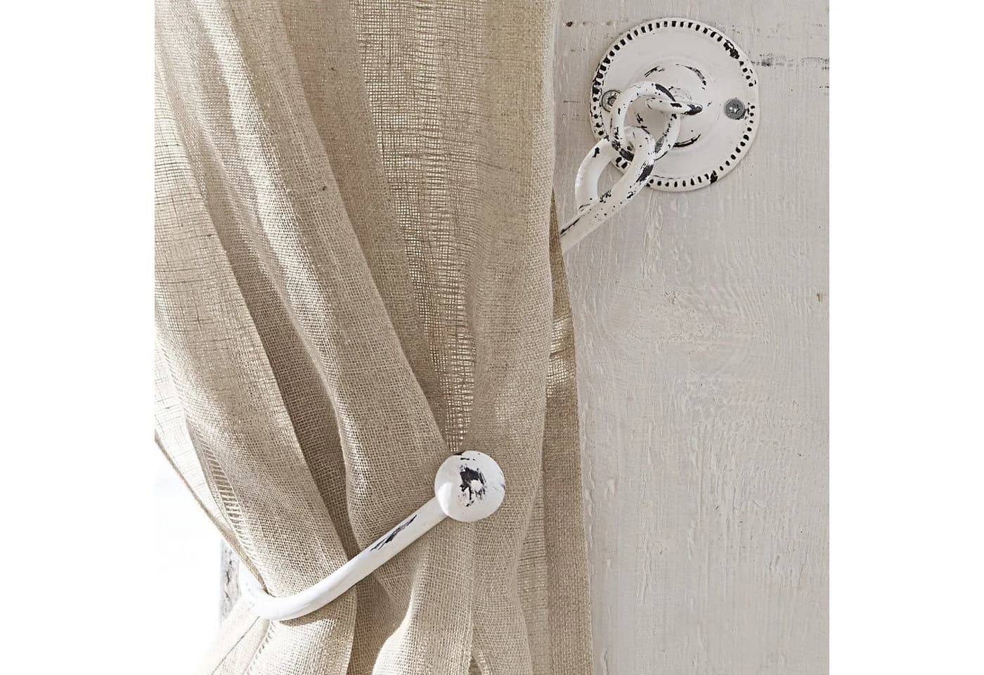 Mirabeau Gardinenhalter 2er Set Lille Weiß Shabby-Chic Eisen