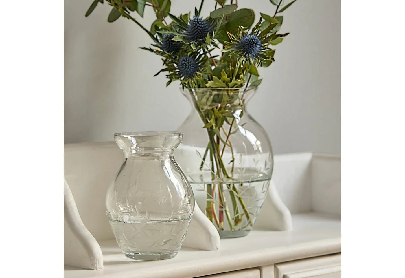 Mirabeau Tischvase 2er Set Paimpont klar Glas Ranken Schliff - Bild 4