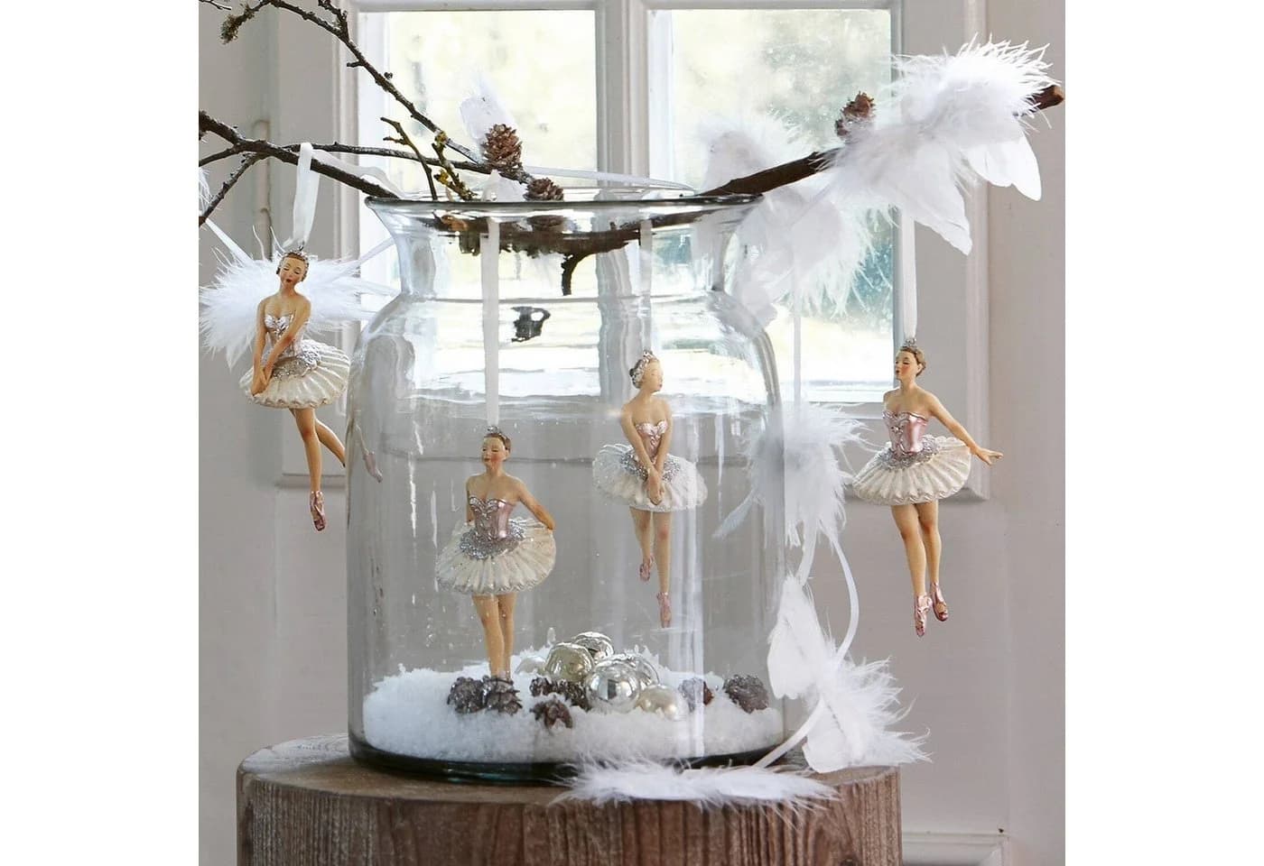 Mirabeau Christbaumschmuck Figur 4er Set Tadley Weiß/Rosa