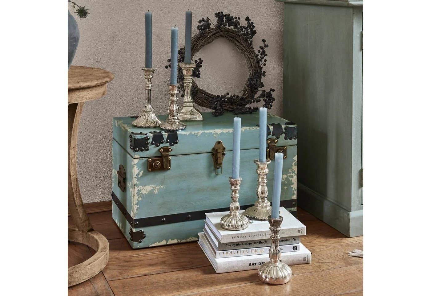 Mirabeau Kerzenständer 6er Set Adolpha antiksilber Glas Shabby-Chic - Bild 4