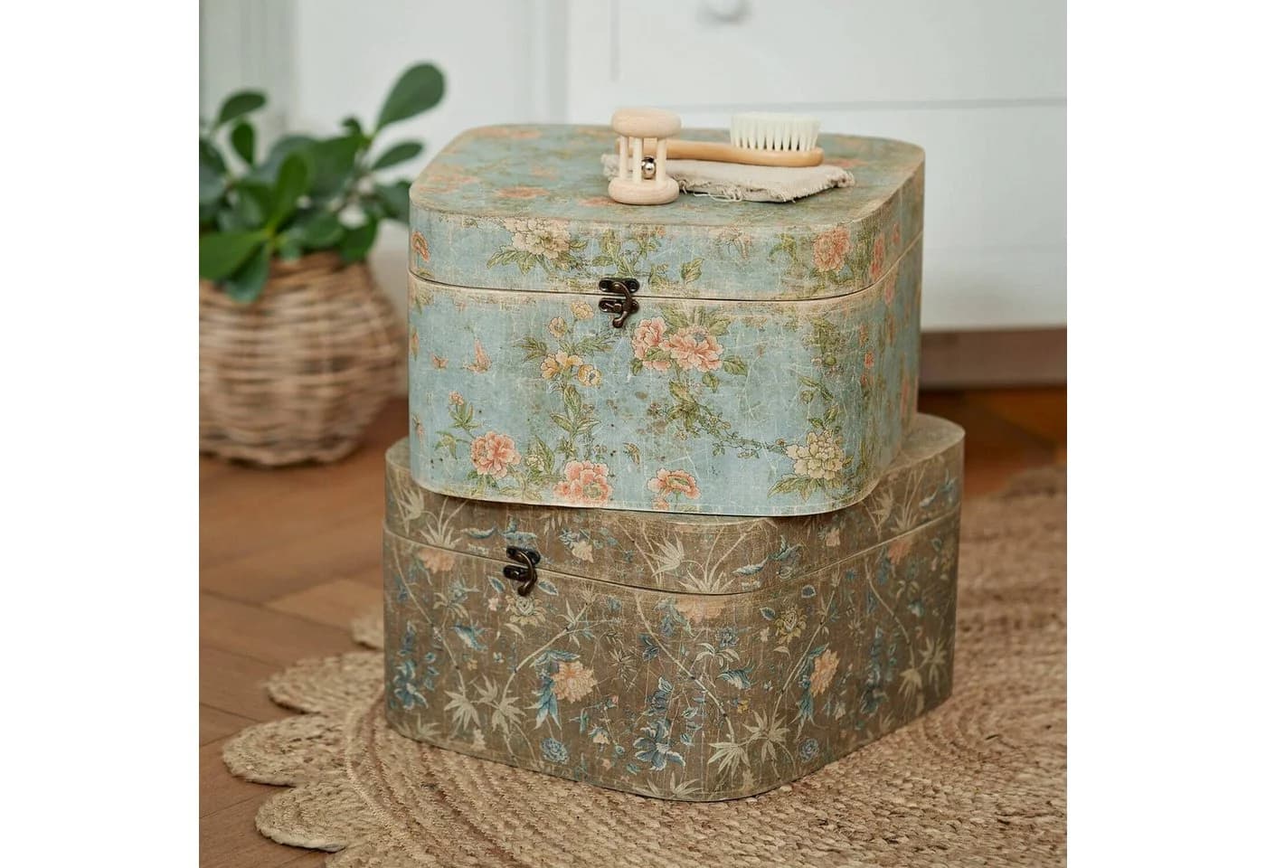 Mirabeau Dekokorb Box 2er Set Mafleur bunt Vintage