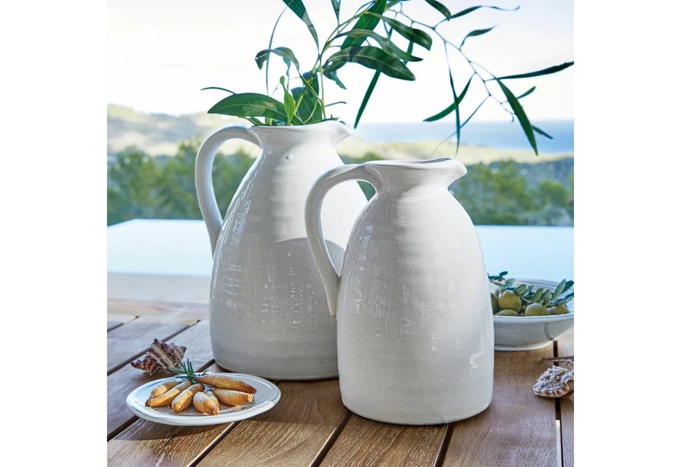 Mirabeau Tischvase 2er Set Yarick weiß Landhaus-Stil - Bild 3