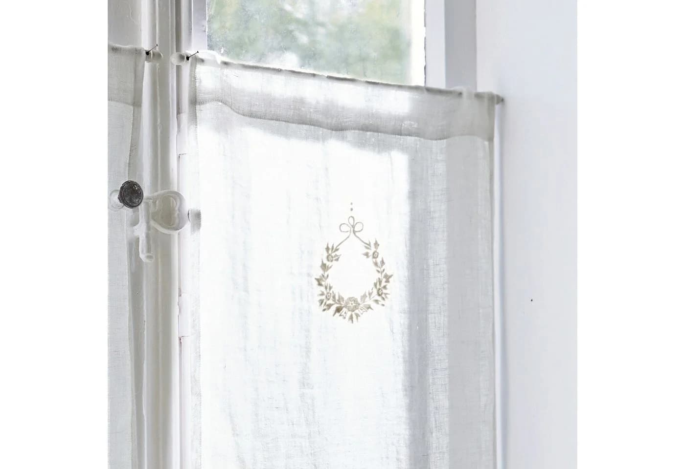 Mirabeau Scheibengardine Bréteny Creme Leinen mit Stickerei - Bild 5