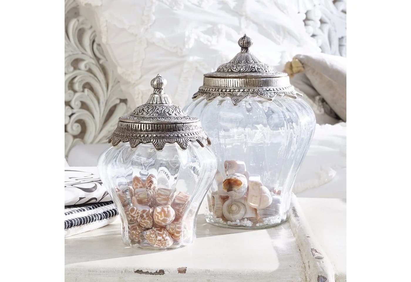 Mirabeau Glasdose 2er Set Isaline klar mit Messingdeckel