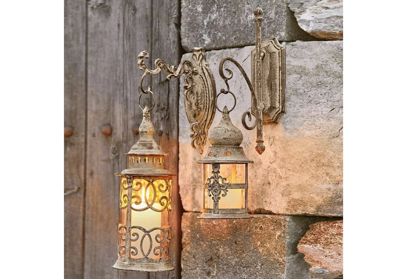 Mirabeau Kerzenlaterne 2er Set Adéláde antikcreme Shabby-Look