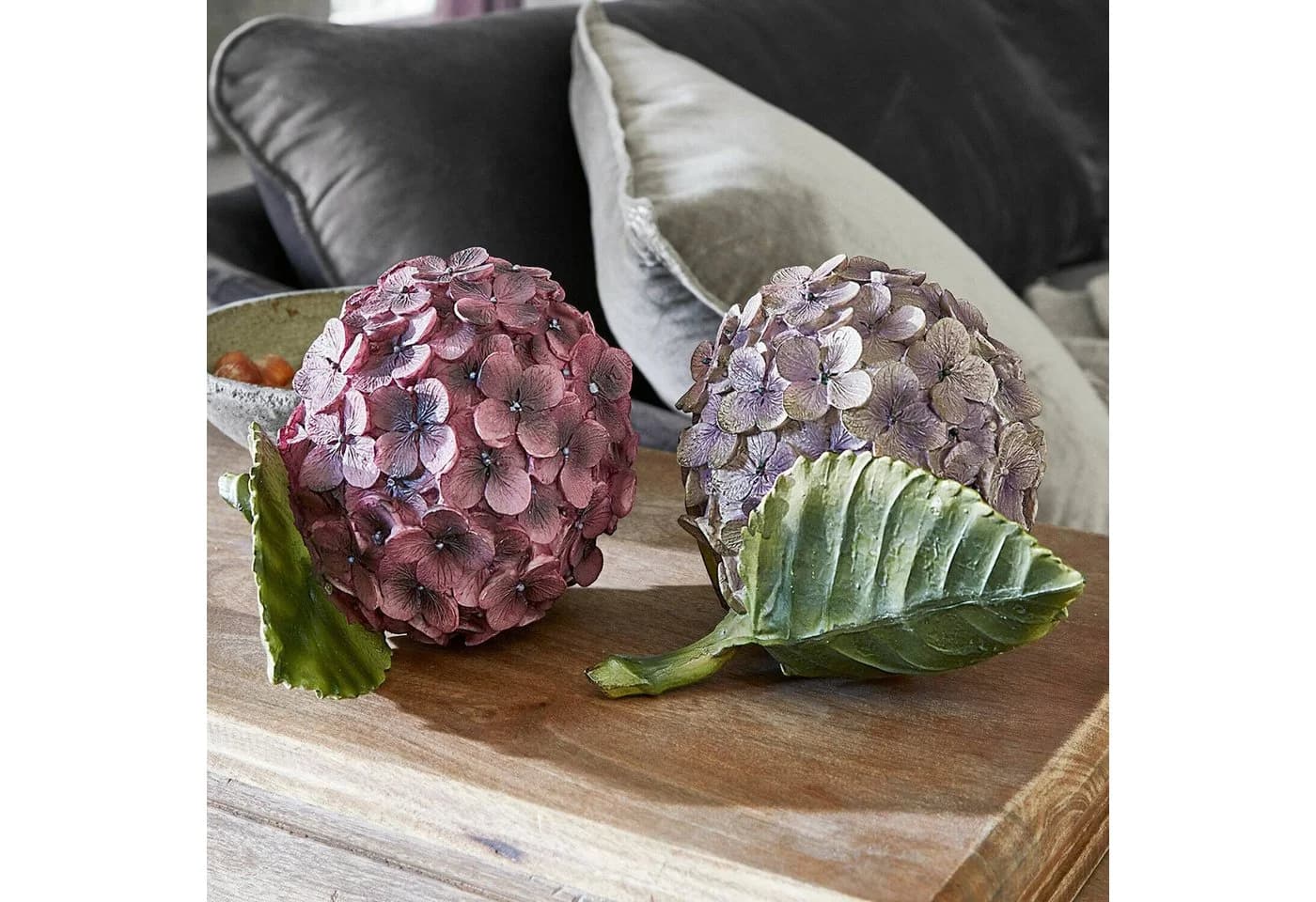 Kunstblume Dekoblume 2er Set Hortensie Lila/Pink Mirabeau
