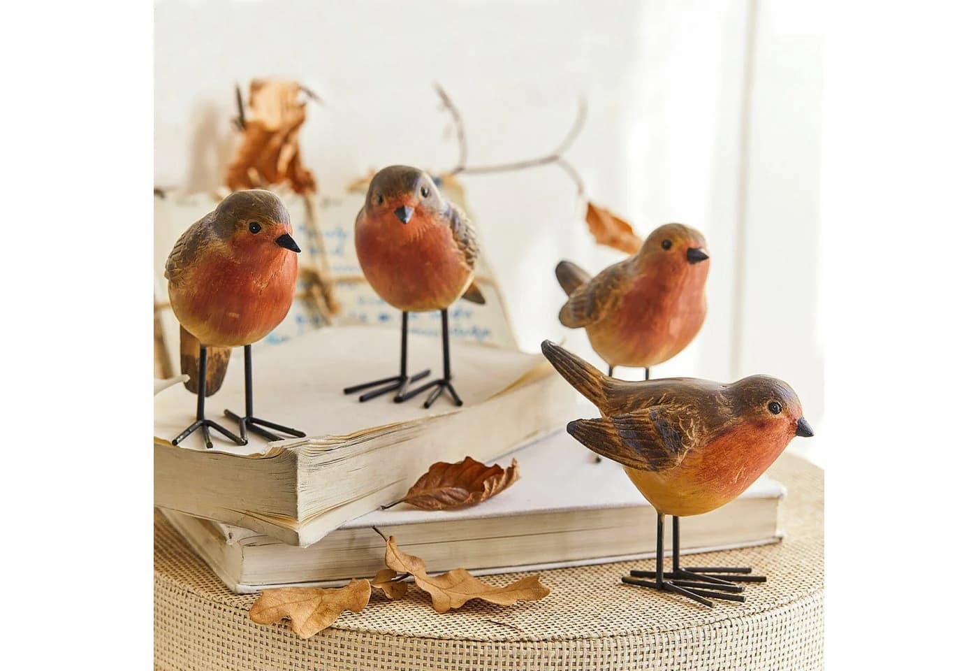 Mirabeau Dekofigur Vogel 4er Set Siblings rotbraun Polyresin