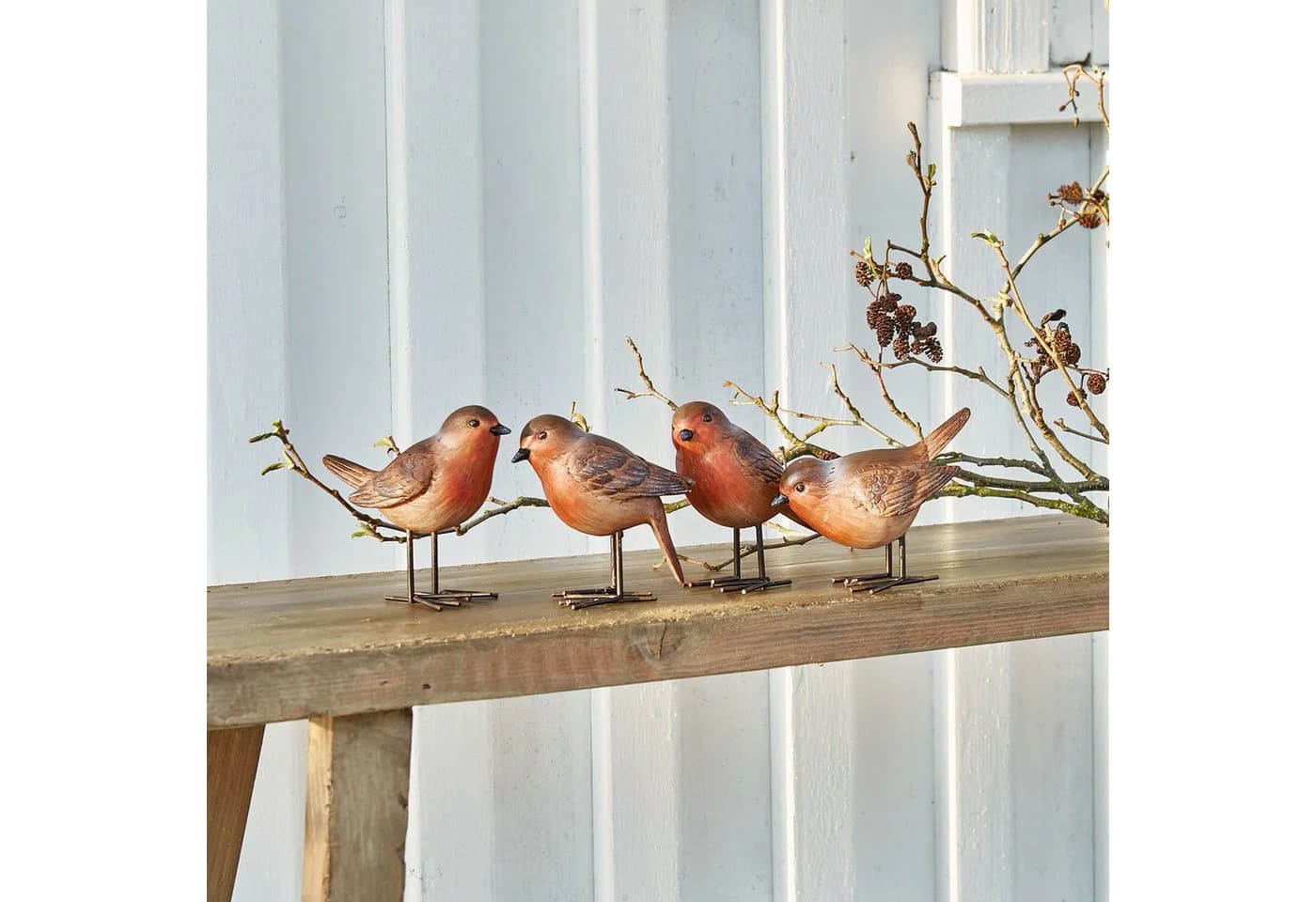 Mirabeau Dekofigur Vogel 4er Set Siblings rotbraun Polyresin - Bild 3