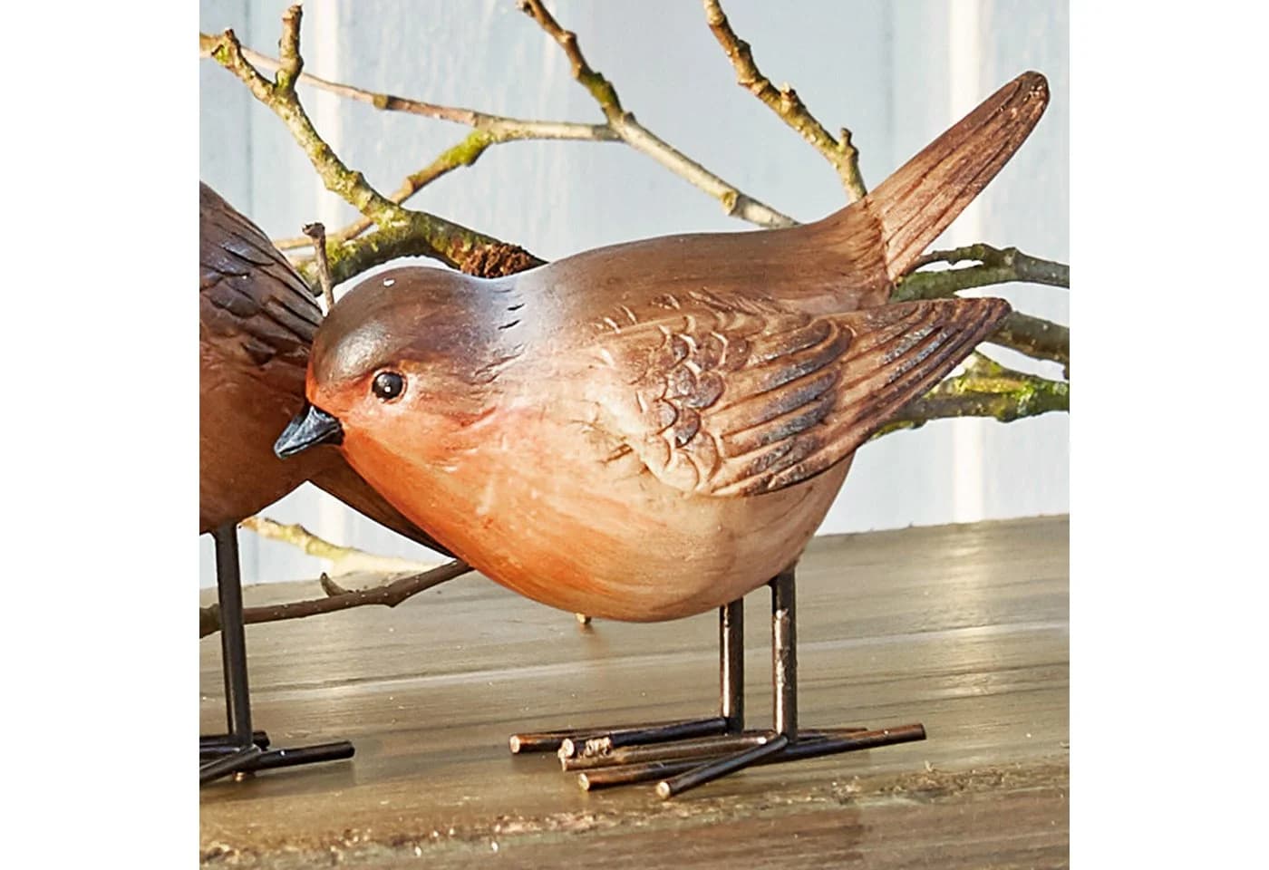 Mirabeau Dekofigur Vogel 4er Set Siblings rotbraun Polyresin - Bild 4