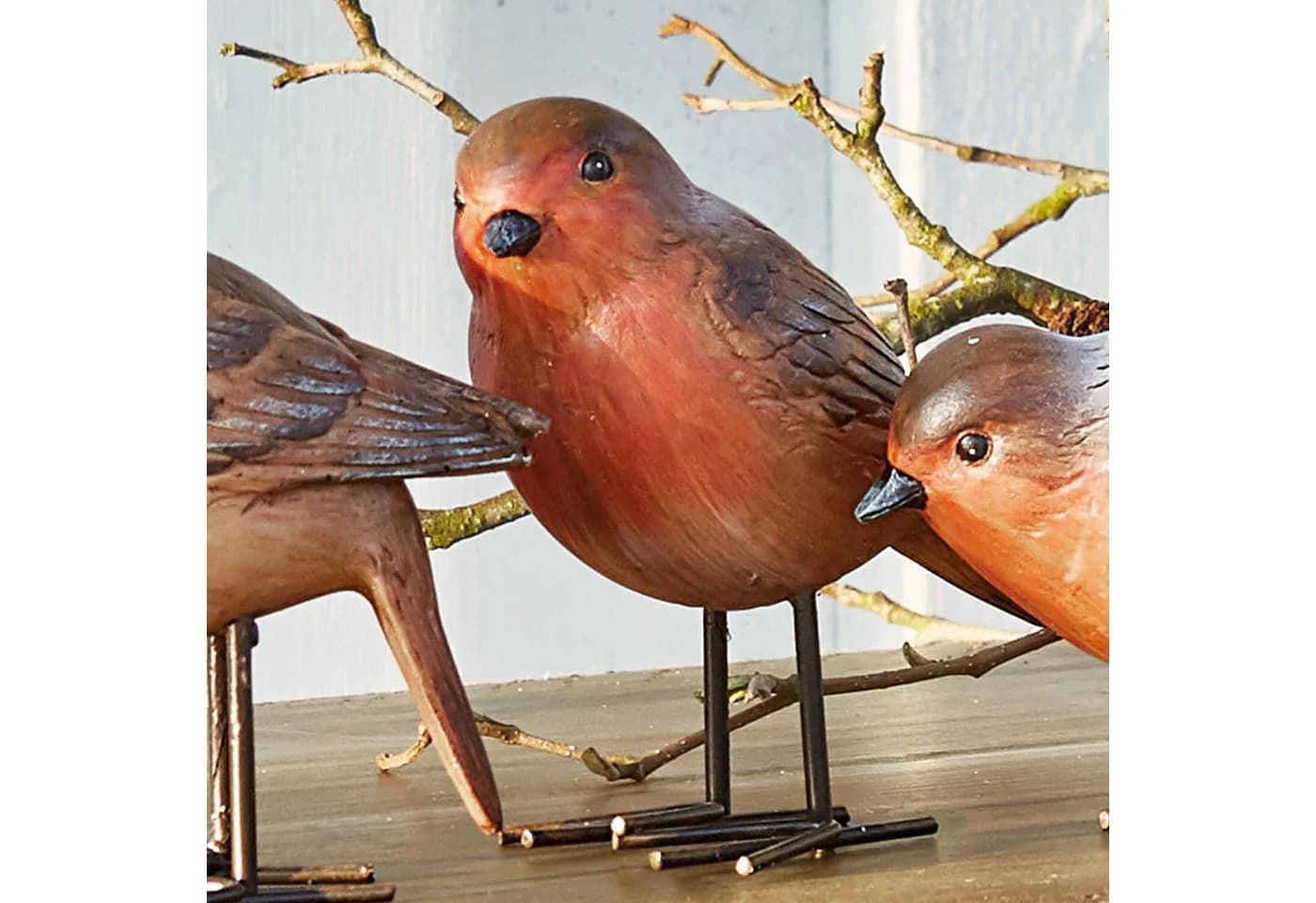 Mirabeau Dekofigur Vogel 4er Set Siblings rotbraun Polyresin - Bild 5