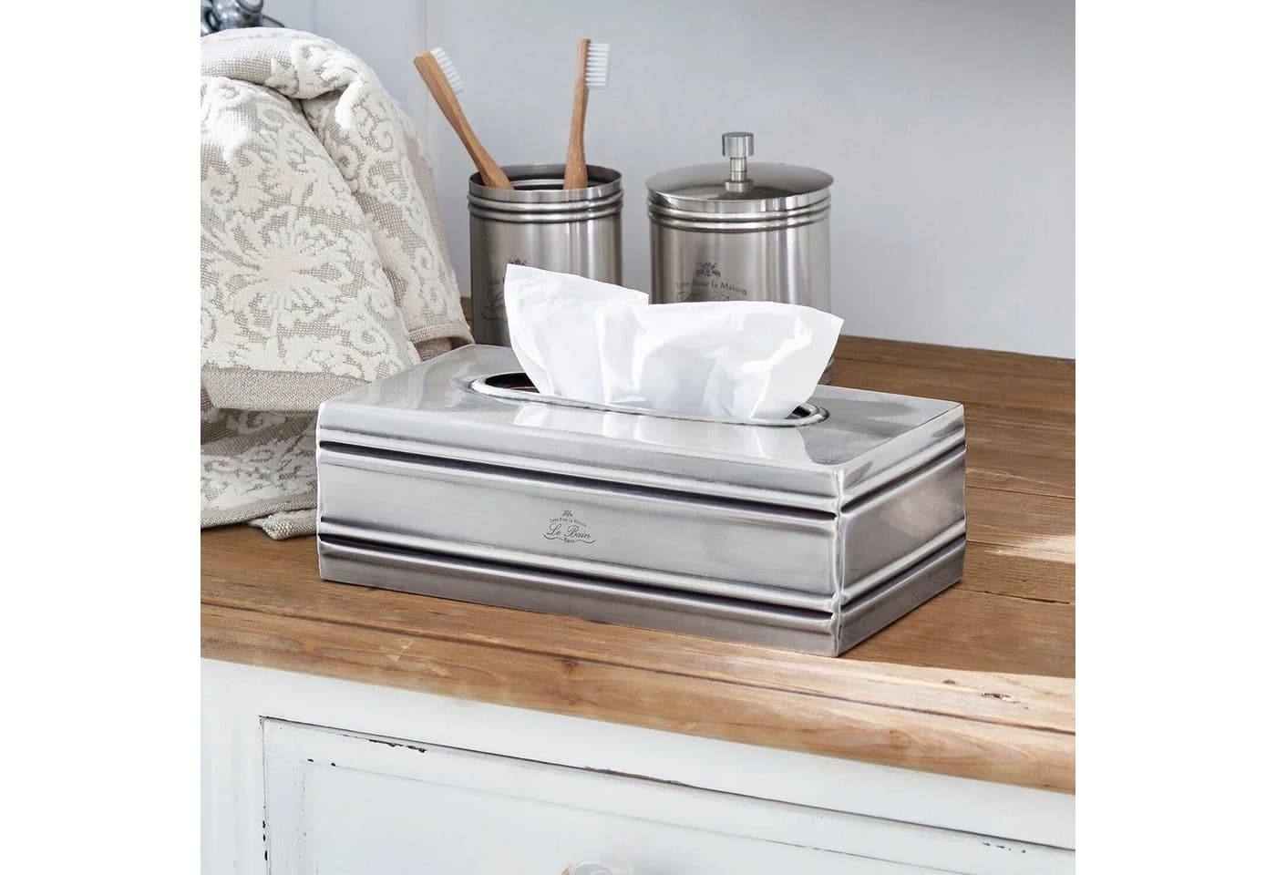 Mirabeau Badorganizer Taschentuchbox Suzette antiksilber