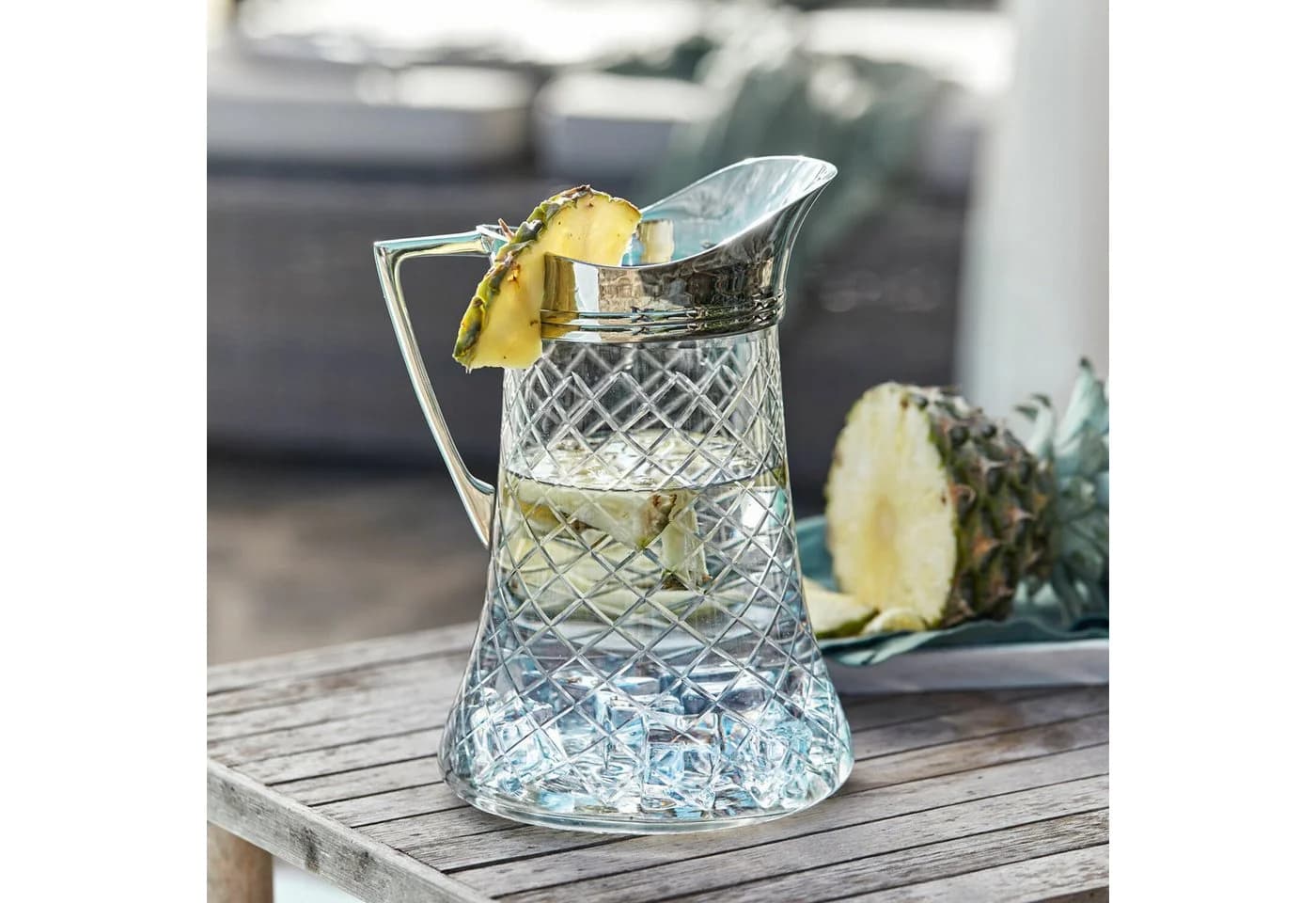 Meloisey Wasserkaraffe Klar Silber Rautenschliff