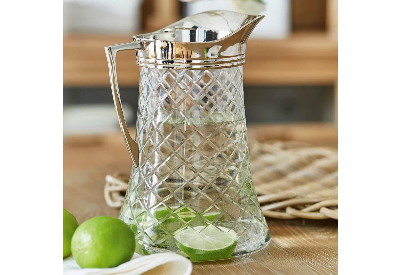 Meloisey Wasserkaraffe Klar Silber Rautenschliff - Bild 3