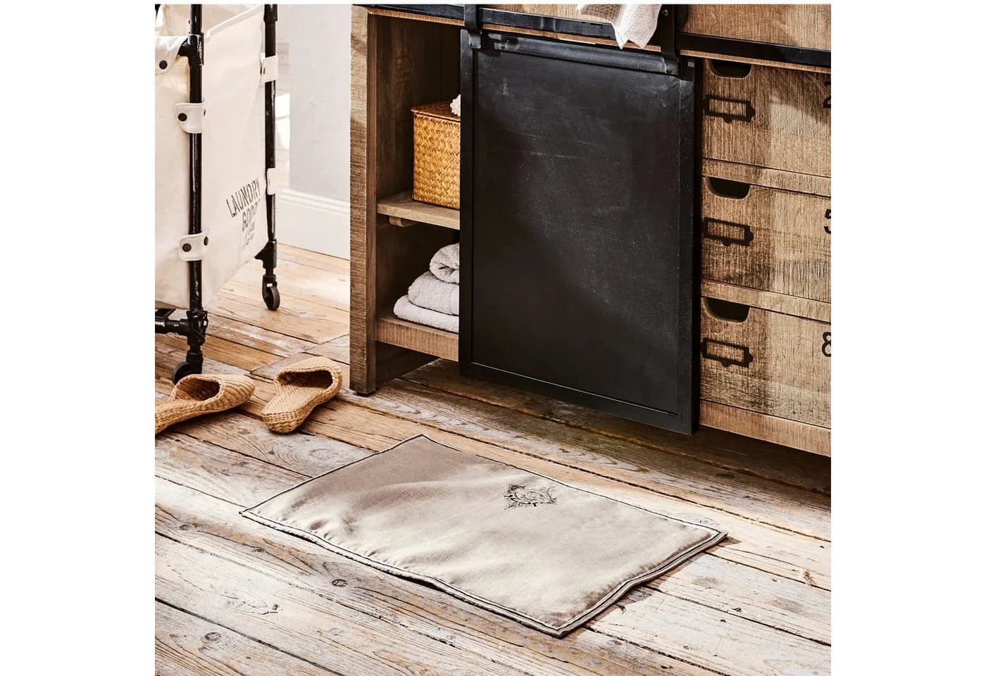 Mirabeau Badematte Rania beige 100% Baumwolle Leinen