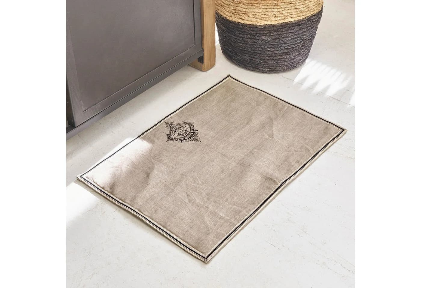 Mirabeau Badematte Rania beige 100% Baumwolle Leinen - Bild 2