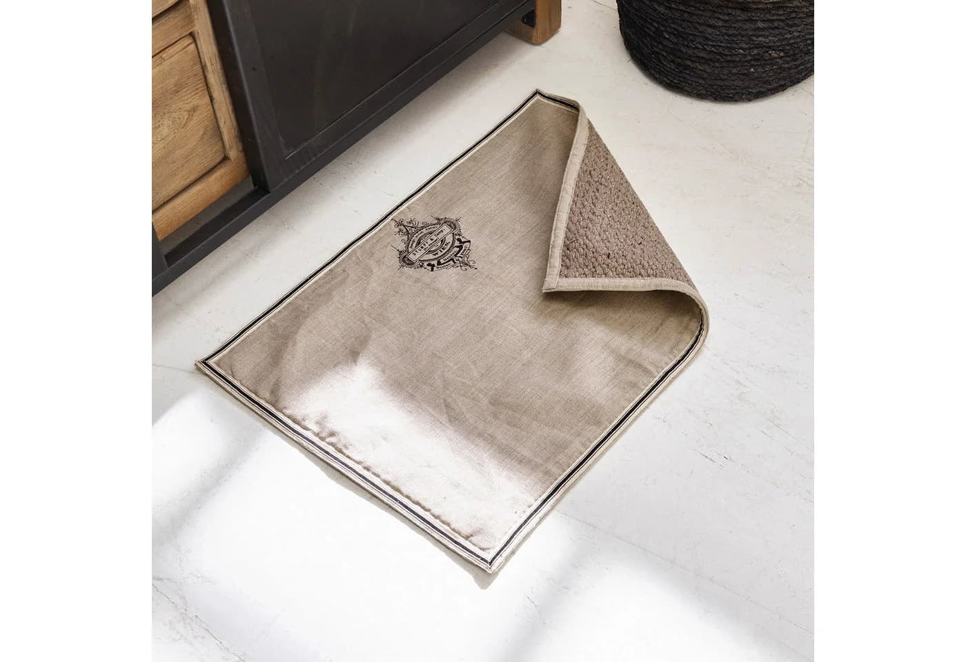 Mirabeau Badematte Rania beige 100% Baumwolle Leinen - Bild 3