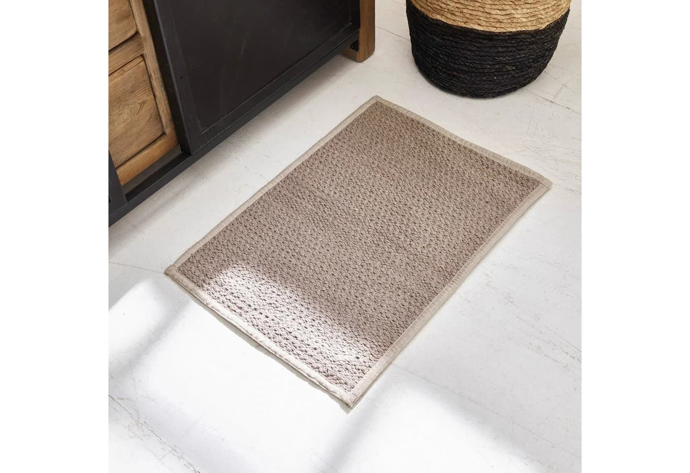 Mirabeau Badematte Rania beige 100% Baumwolle Leinen - Bild 4