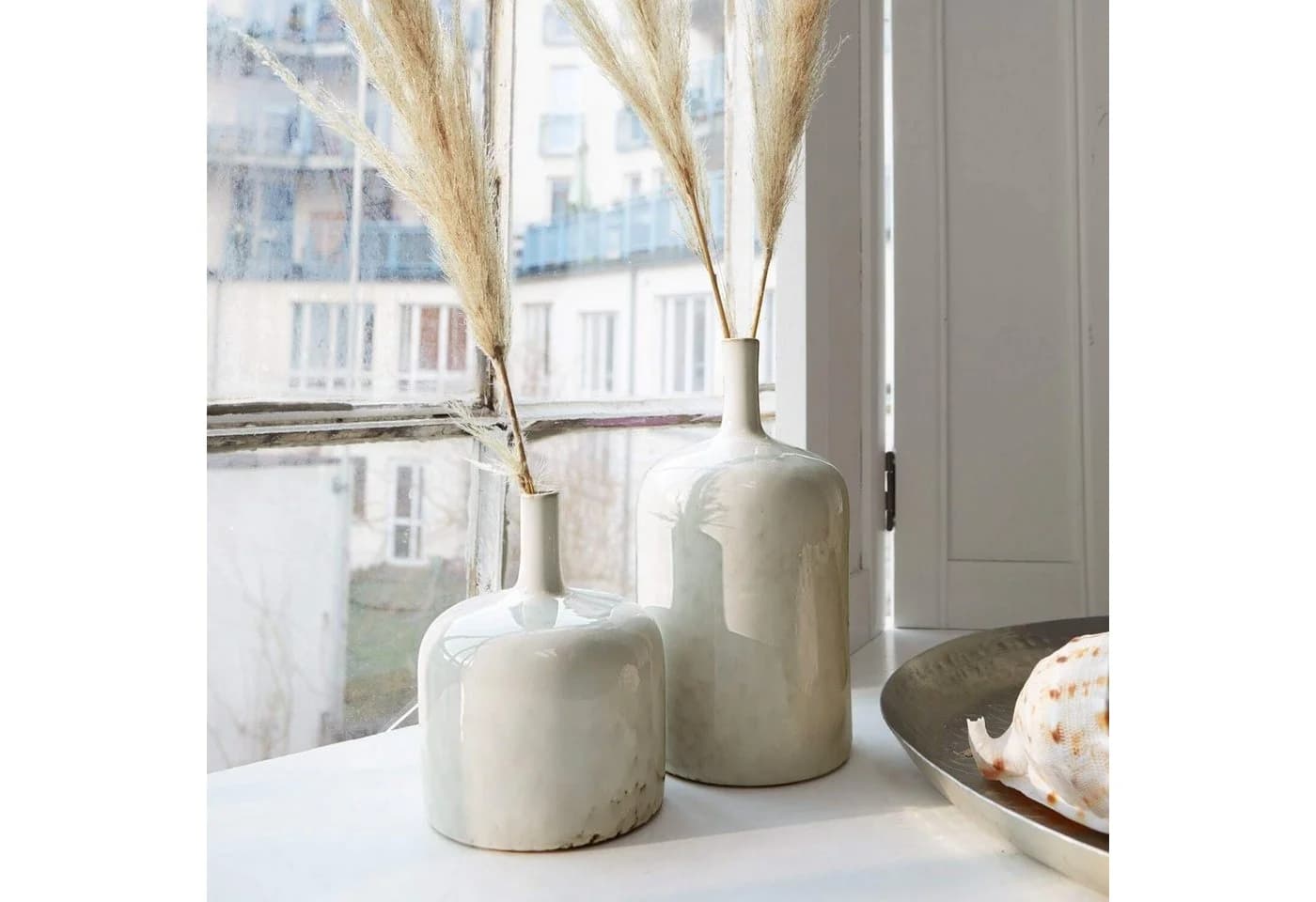 Mirabeau Tischvase 2er Set Kurys Creme Keramik - Bild 3