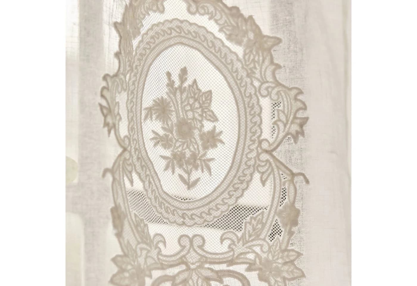 Mirabeau Scheibengardine Mesnay Weiß Leinen Stickerei - Bild 4