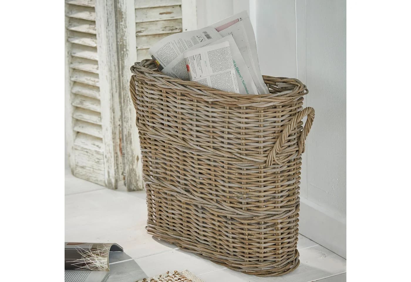 Mirabeau Dekokorb Numenar Antikbraun Zeitungshalter Rattan