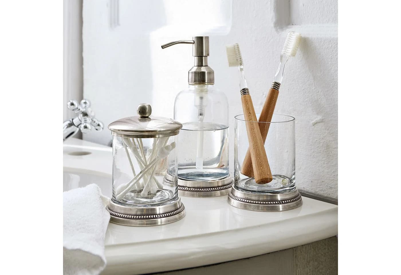 Mirabeau Badorganizer Set Glas Messing Silber Transparent - Bild 3
