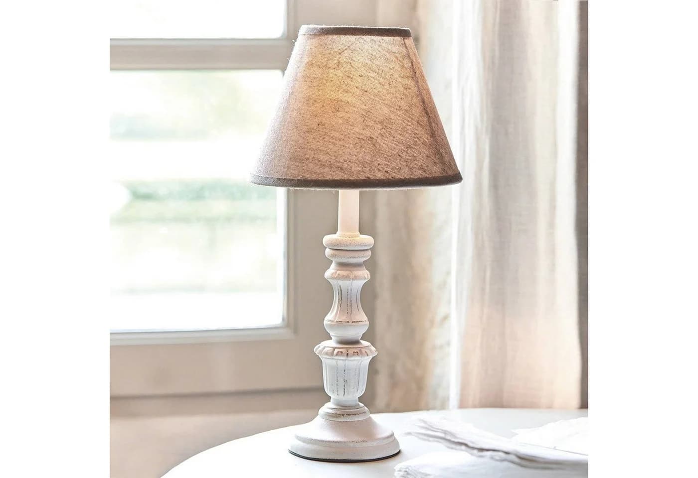 Mirabeau Tischleuchte Créteil braun/antikweiß Vintage