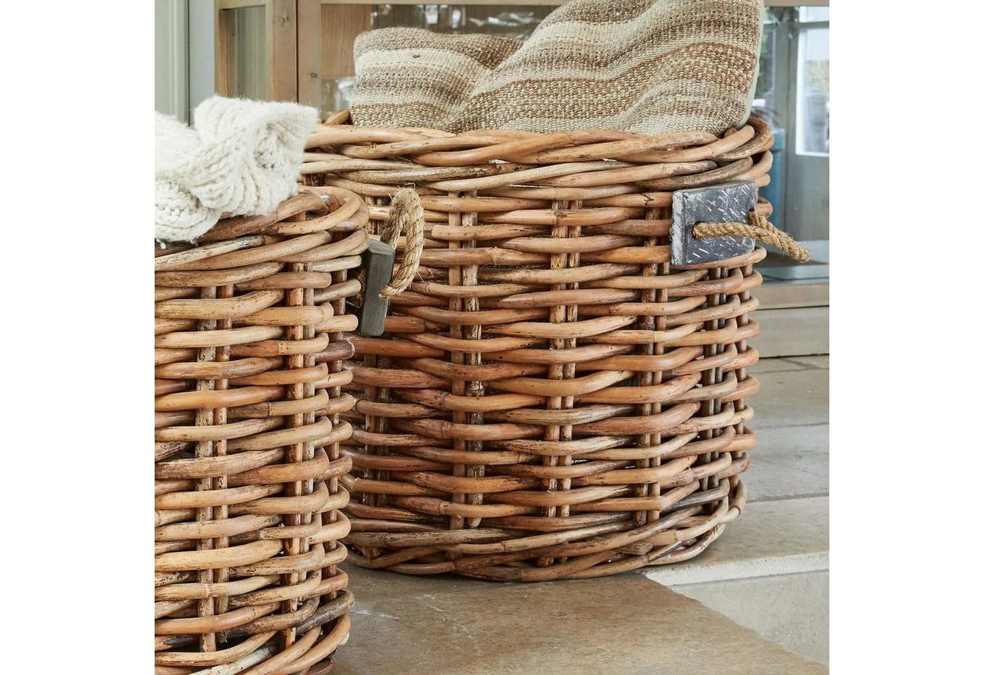 Mirabeau Dekokorb 2er Set Marché braun Rattan mit Holzgriffen - Bild 3