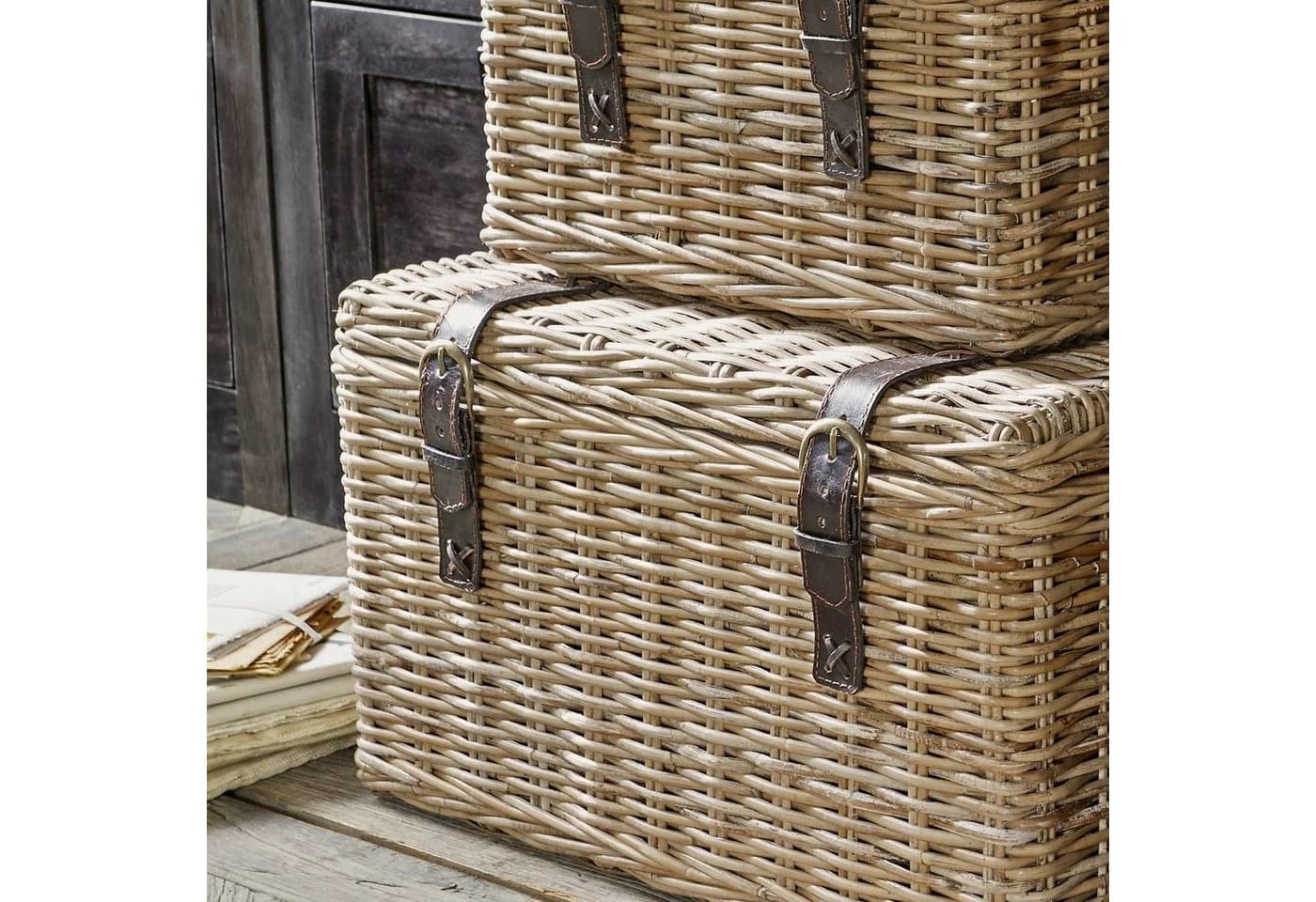 Mirabeau Truhe 2er Set Darill Braun Rattan Mahagoni - Bild 5