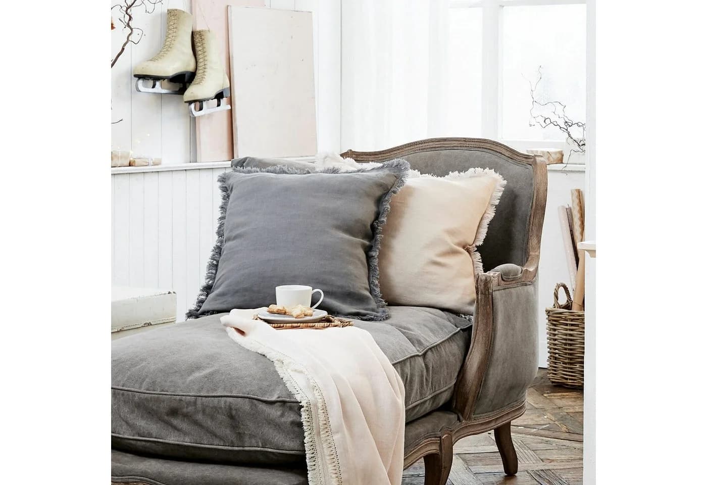 Mirabeau Kissenhülle 2er Set Quebo Grau/Beige Leinen - Bild 4