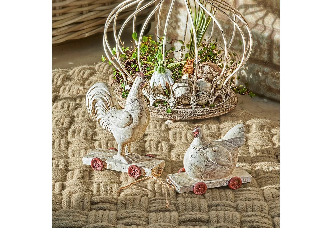 Mirabeau Osterfigur Huhn 2er Set Creme Polyresin