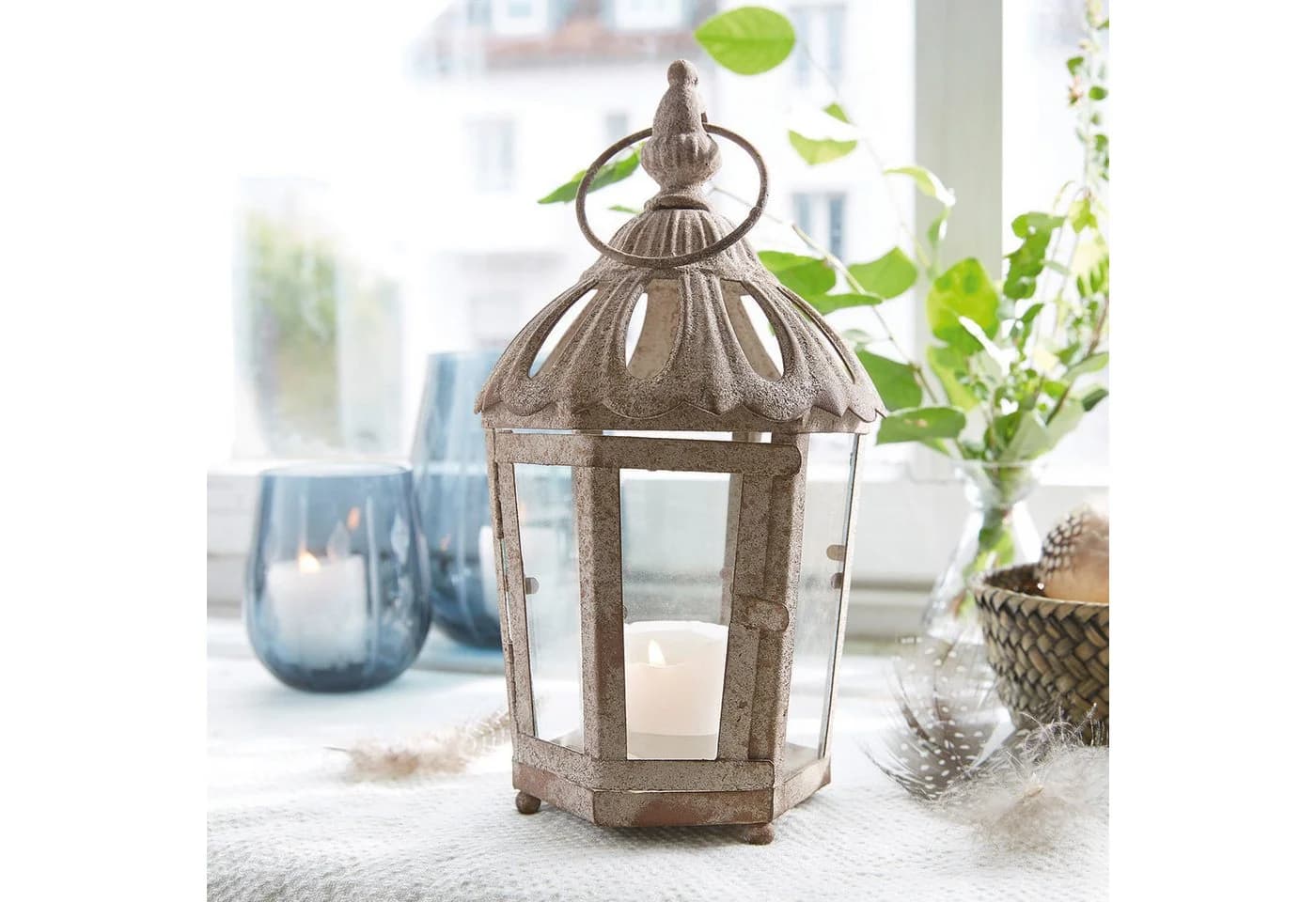 Mirabeau Kerzenlaterne Artemisie antikbeige Shabby-Chic - Bild 3