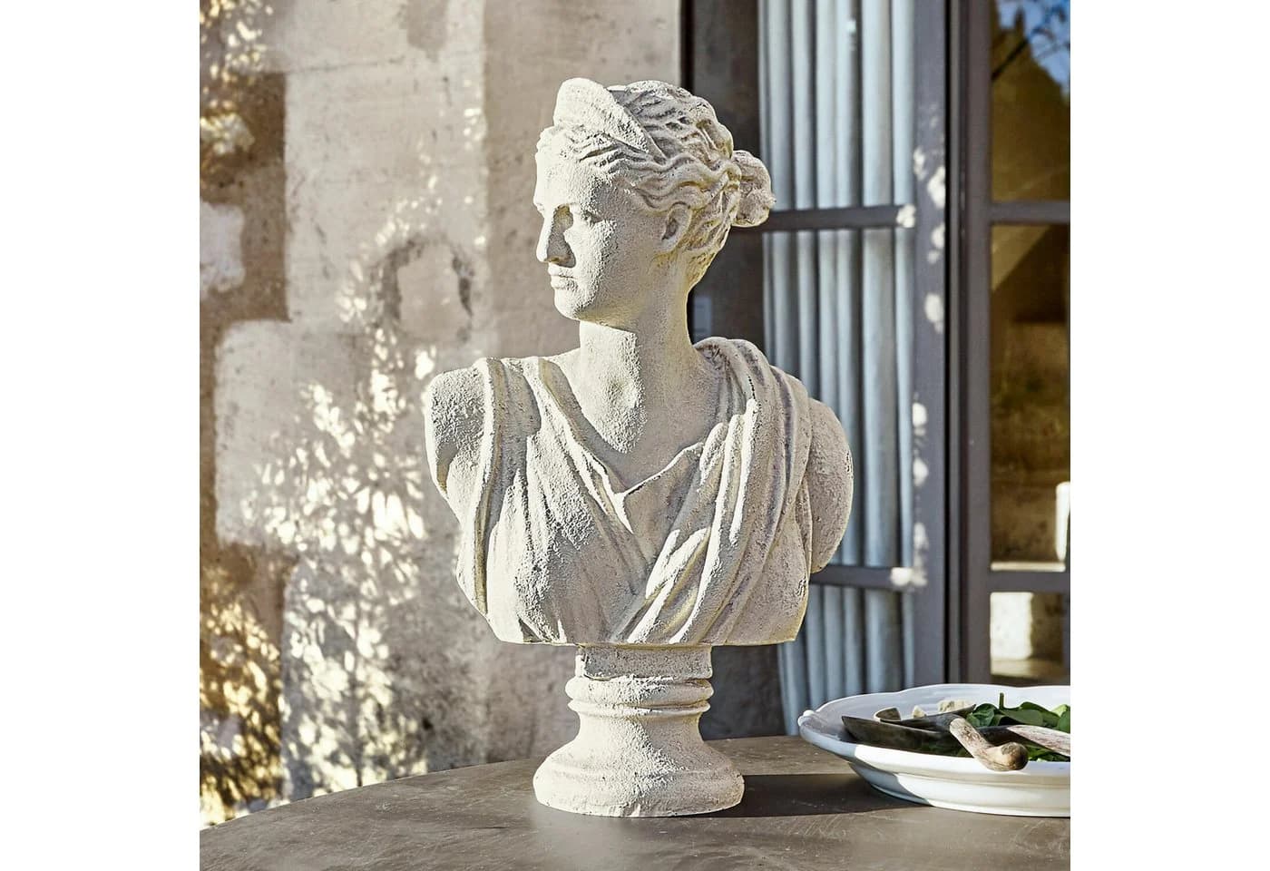 Mirabeau Gartenzwerg Büste Ellora antikcreme Polyresin