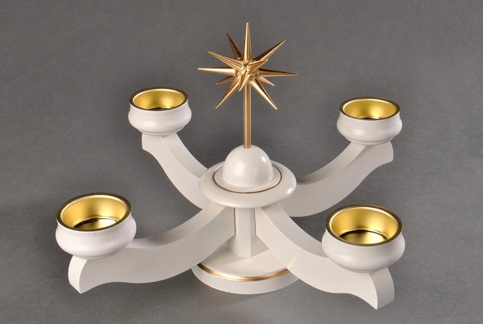 Albin Preissler Adventsleuchter Weihnachtsstern Weiß/Gold Handwerkskunst